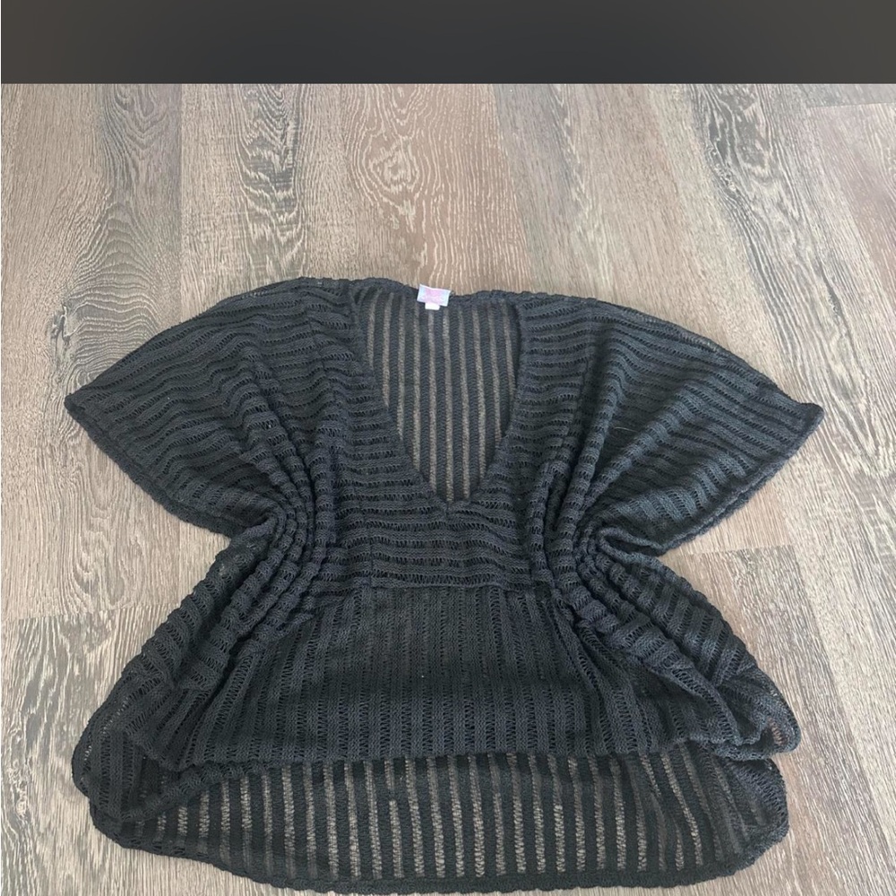 Target Black Short Sleeve Sheer Knit V-Neck Top